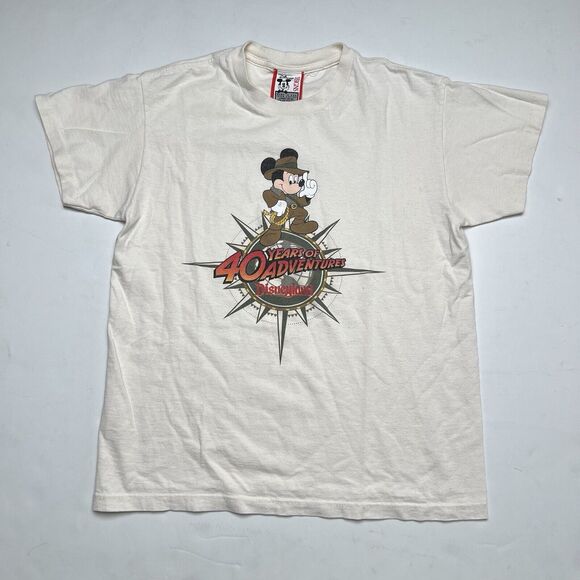 Vintage 40 Years of Adventures Indiana Jones Mickey Mouse Disneyland Shirt Youth